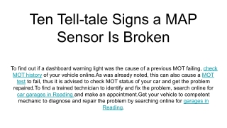 Ten Tell-tale Signs a MAP Sensor Is Broken