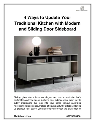 4 Ways to Update Your Traditional Kitchen with Modern and Sliding Door Sideboard