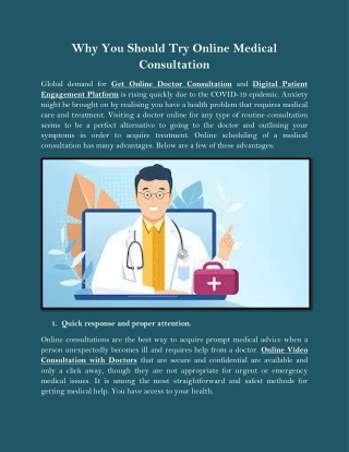 Why You Should Try Online Medical Consultation