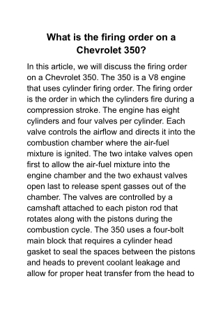 What is the firing order on a Chevrolet 350