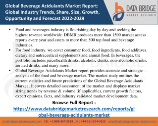 Beverage Acidulants covering sales outlook, demand forecast