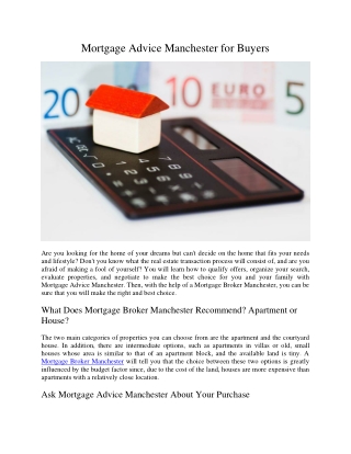 Mortgage Advice Manchester for Buyers