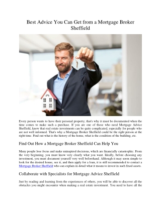 Best Advice You Can Get from a Mortgage Broker Sheffield