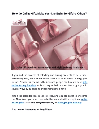 How Do Online Gifts Make Your Life Easier for Gifting Others