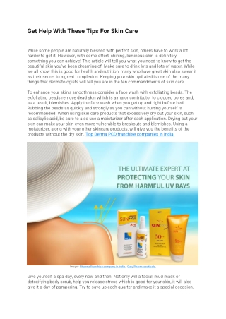 Get Help With These Tips For Skin Care