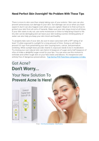 Need Perfect Skin Overnight