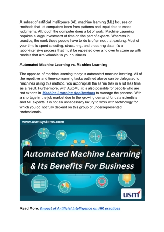 Automated Machine Learning (AutoML) & Its Benefits For Business