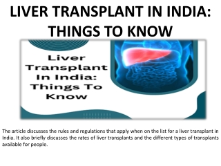 Facts Regarding Liver Transplantation In India