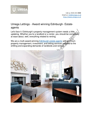 Umega Lettings - Award winning Edinburgh- Estate- agents