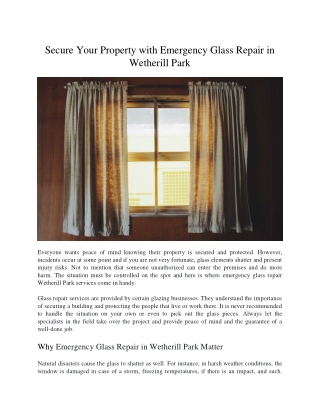 Secure Your Property with Emergency Glass Repair in Wetherill Park