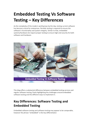Embedded Testing Vs Software Testing – Key Difference