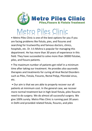 Metro Piles Clinic