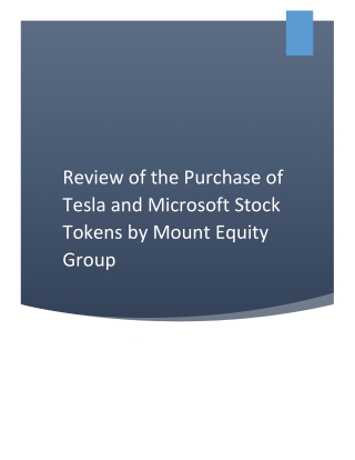 Review of the Purchase of Tesla and Microsoft Stock Tokens by Mount Equity Group
