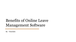 Benefits of Online Leave Management Software