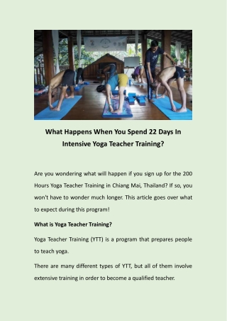 What Happens When You Spend 22 Days In Intensive Yoga Teacher Training?