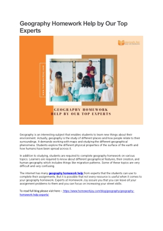 Geography Homework Help by Our Top Experts