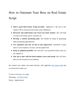 How to Outsmart Your Boss on Real Estate Script