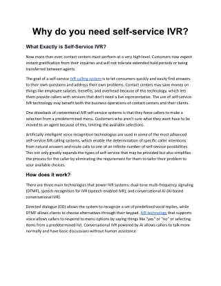 Why do you need self-service IVR
