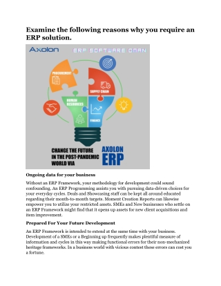 Examine the following reasons why you require an ERP solution