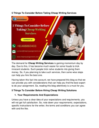5 Things To Consider Before Taking Cheap Writing Services