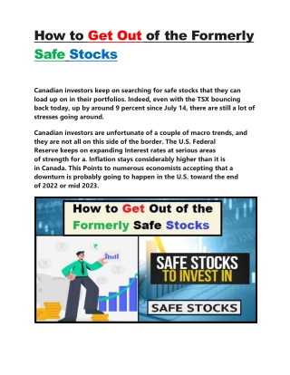 How to Get Out of the Formerly Safe Stocks