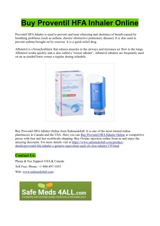 Buy Proventil HFA Inhaler Online