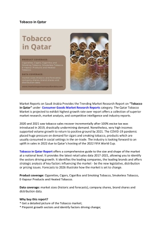 Qatar Tobacco Market Research Report 2021-2026