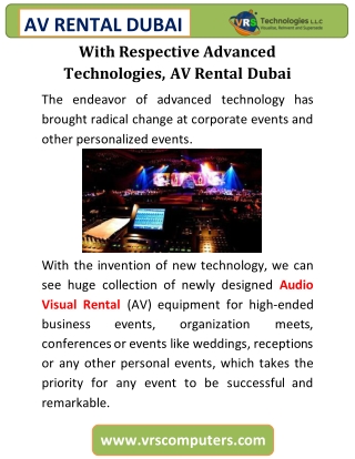 With Respective Advanced Technologies, AV Rental Dubai