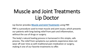Muscle and Joint Treatments - Lip Doctor