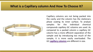 What is a Capillary column And How To Choose It
