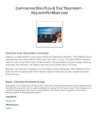 Capstar for Dogs Flea & Tick Treatment - DiscountPetMart.com