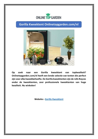 Gorilla Kweektent Onlinetopgarden.com/nl