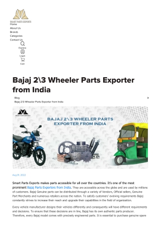 BAJAJ 2 and 3 Wheeler parts exporters from india