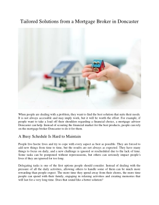 Tailored Solutions from a Mortgage Broker in Doncaster