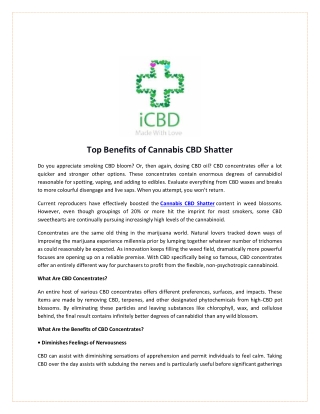 Top Benefits of Cannabis CBD Shatter