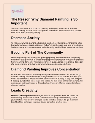 The Reason Why Diamond Painting Is So Important