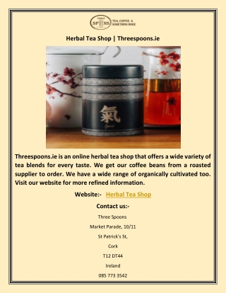 Herbal Tea Shop | Threespoons.ie