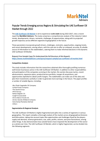 Emerging across Regions & Stimulating the UAE Sunflower Oil Market