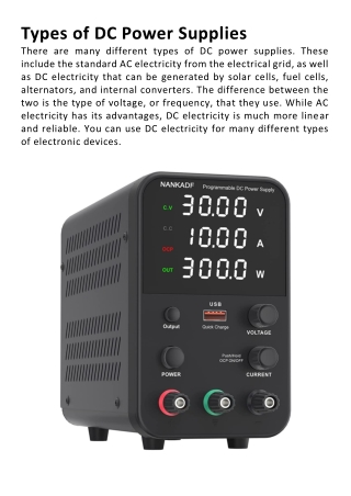 Types of DC Power Supplies