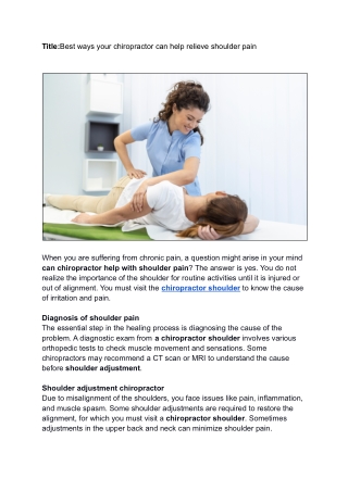 Best ways your chiropractor can help relieve shoulder pain