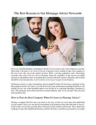 The Best Reasons to Get Mortgage Advice Newcastle