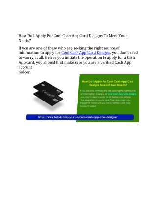 How Do I Apply For Cool Cash App Card Designs To Meet Your Needs