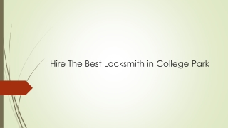 Hire The Best Locksmith in College Park