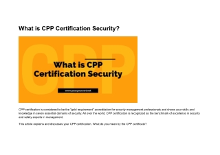 What is CPP Certification Security?