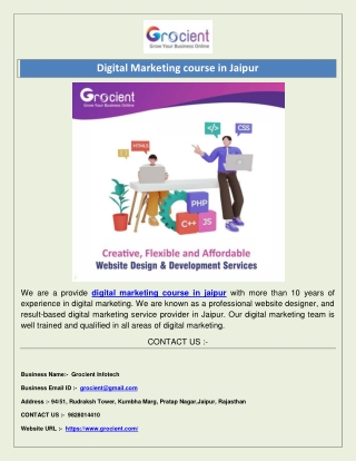 Digital Marketing course in Jaipur