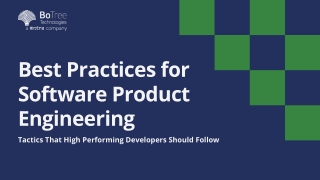 Best Practices for Software Product Engineering