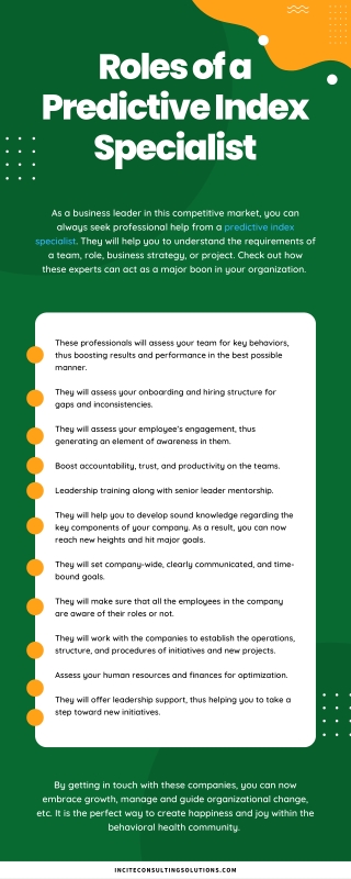 Roles of a Predictive Index Specialist