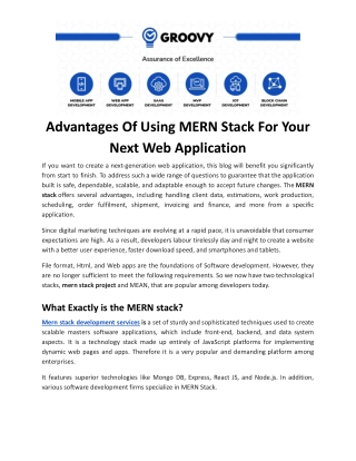 Advantages Of Using MERN Stack For Your Next Web Application (PDF)