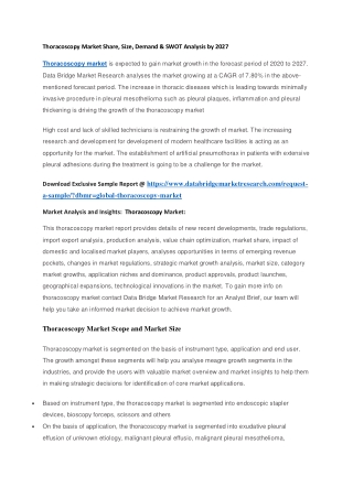 Thoracoscopy Market Share, Size, Demand & SWOT Analysis by 2027