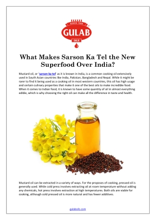 What Makes Sarson Ka Tel the New Superfood Over